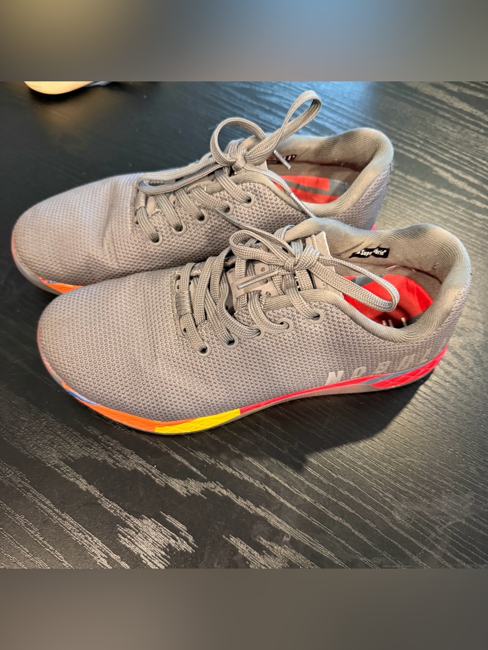 NOBULL Lightning Trainer Gray Red Yellow Cross Training Sneakers W 10 M 8.5
